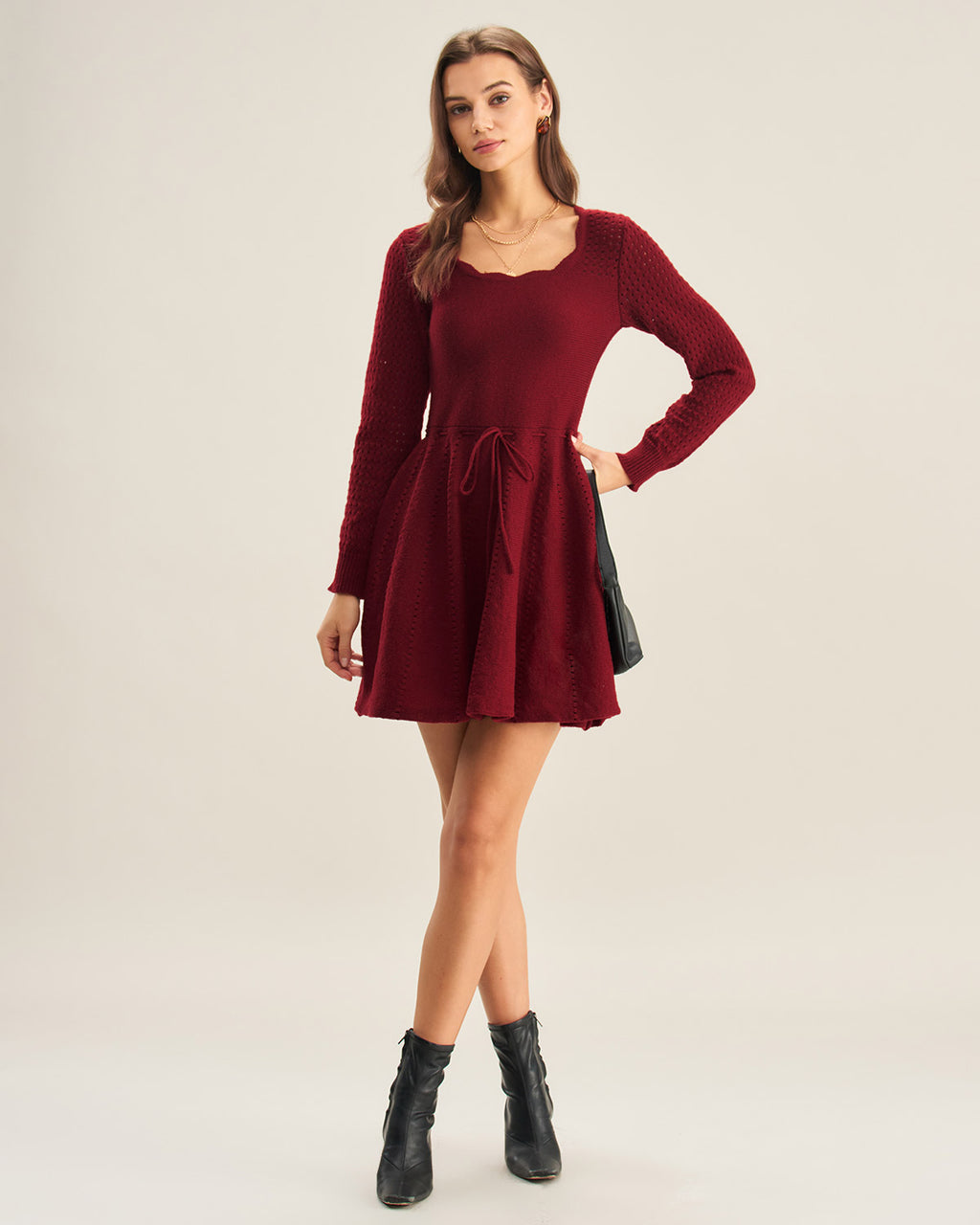 Women's Knitted Polyester Sweater Dress Dresses - RIHOAS