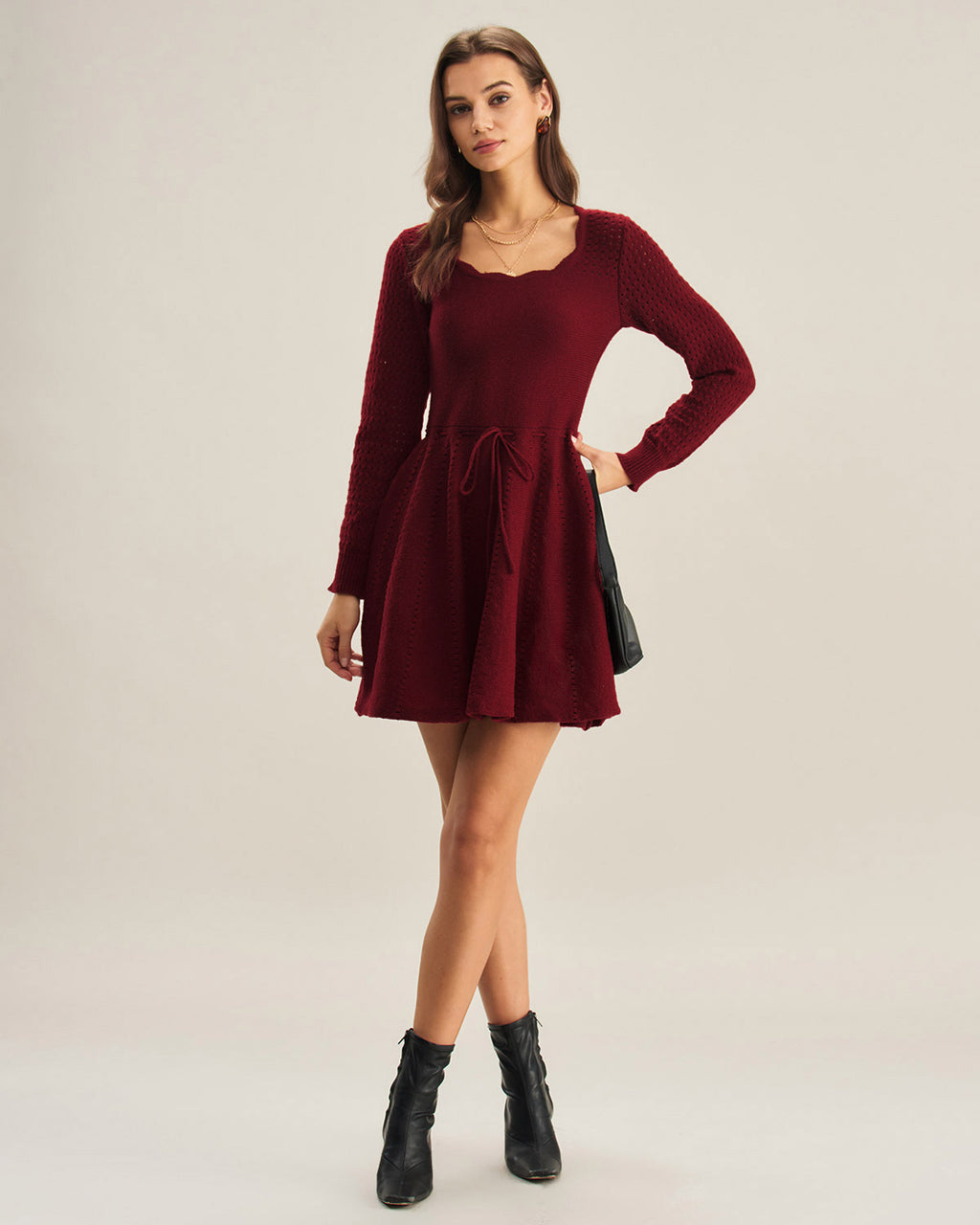 Women's Knitted Polyester Sweater Dress Dresses - RIHOAS