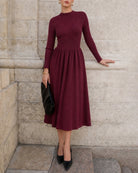 Women's Knitted Polyester Sweater Dress Red - RIHOAS