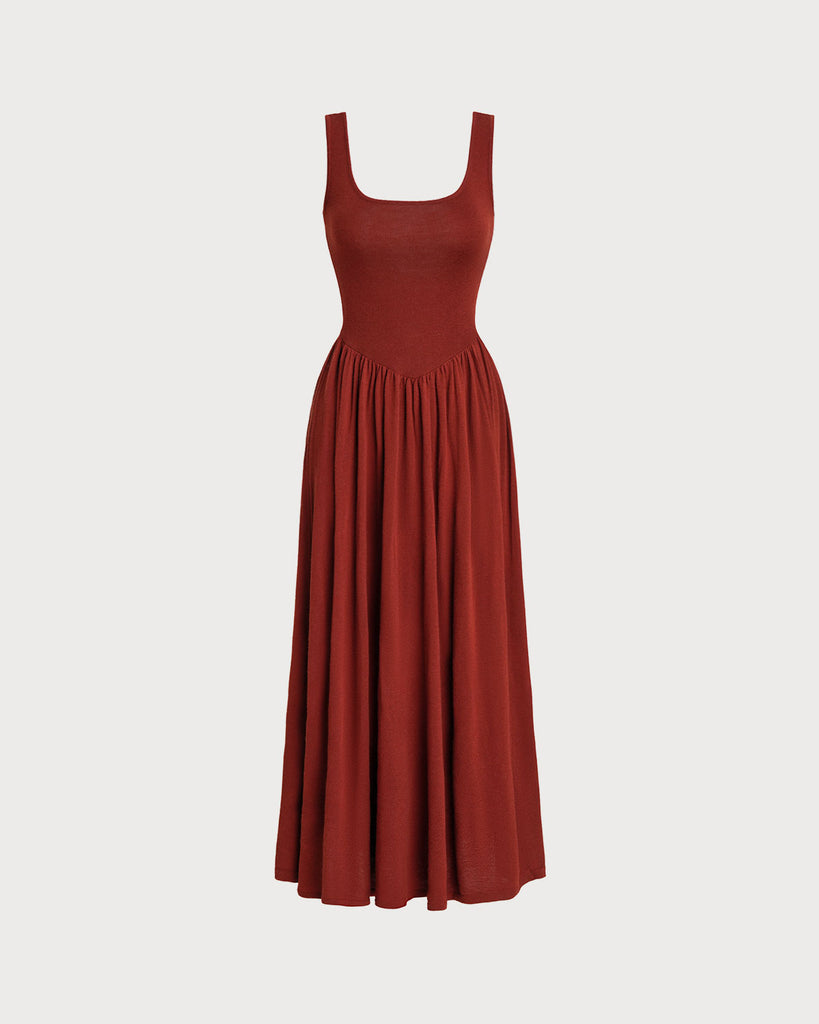 Women's Knitted Polyester Sweater Dress Red Dresses - RIHOAS