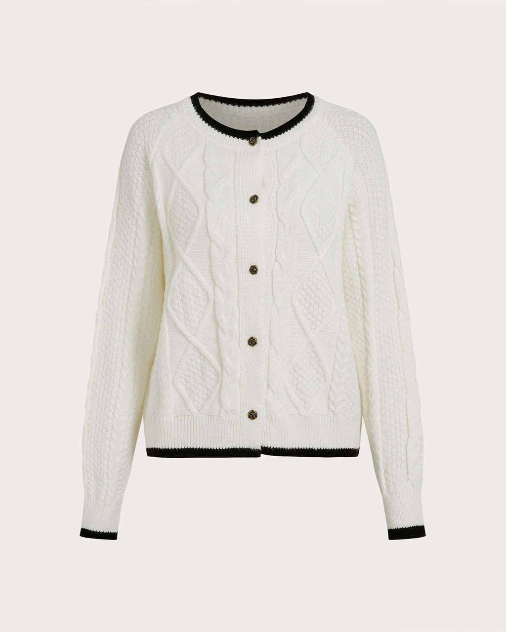 Women's Knitted Polyester Sweater Off White Tops - RIHOAS
