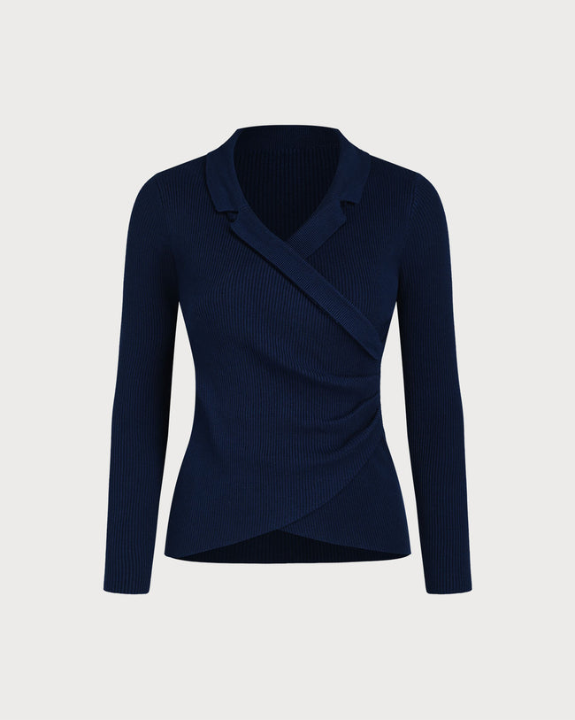 Women's Knitted Polyester Sweater Red Tops - RIHOAS