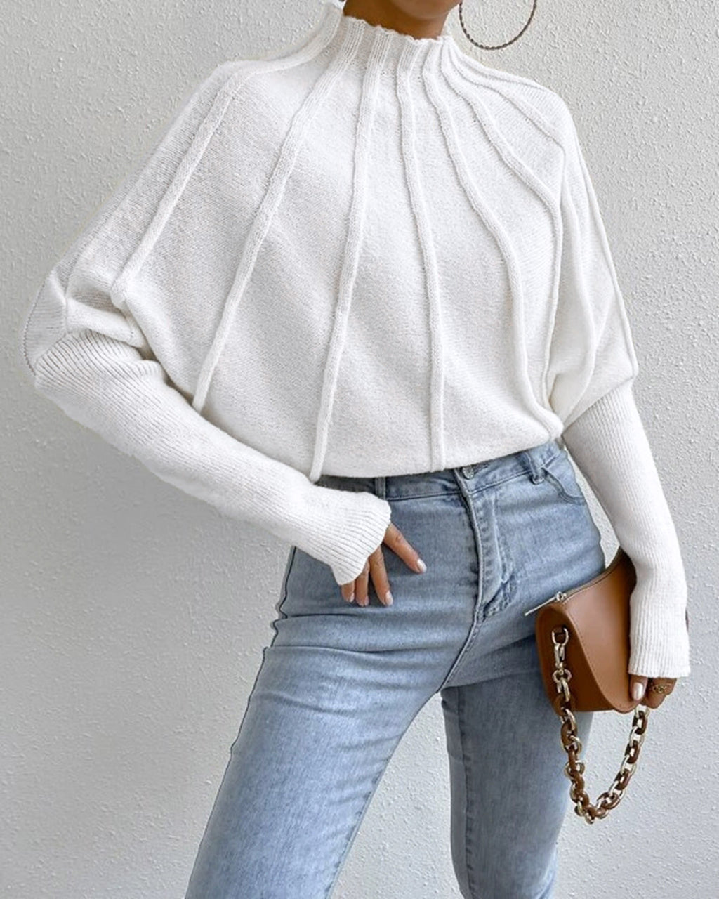Women's Knitted Polyester Sweater Tops - RIHOAS