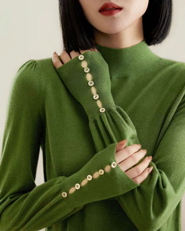 Women's Knitted Polyester Sweater Tops - RIHOAS