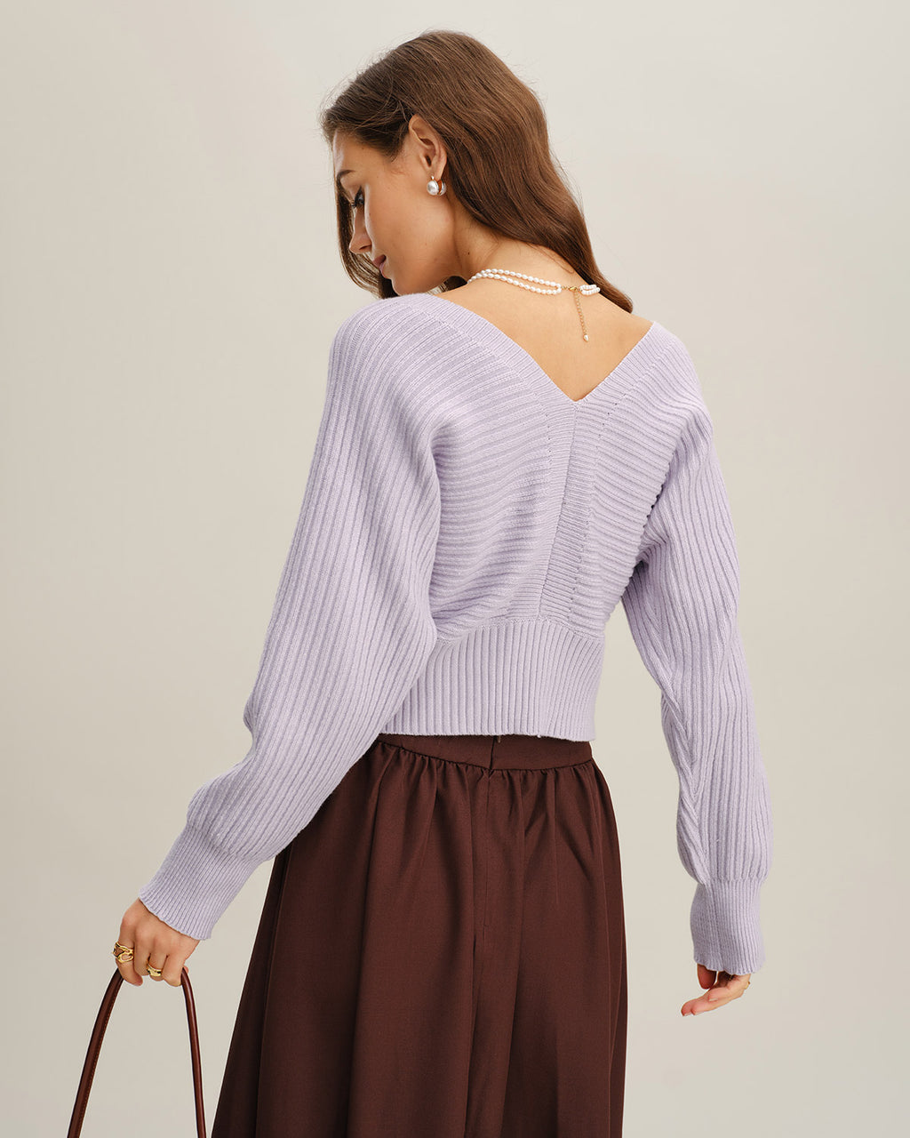 Women's Knitted Polyester Sweater Tops - RIHOAS