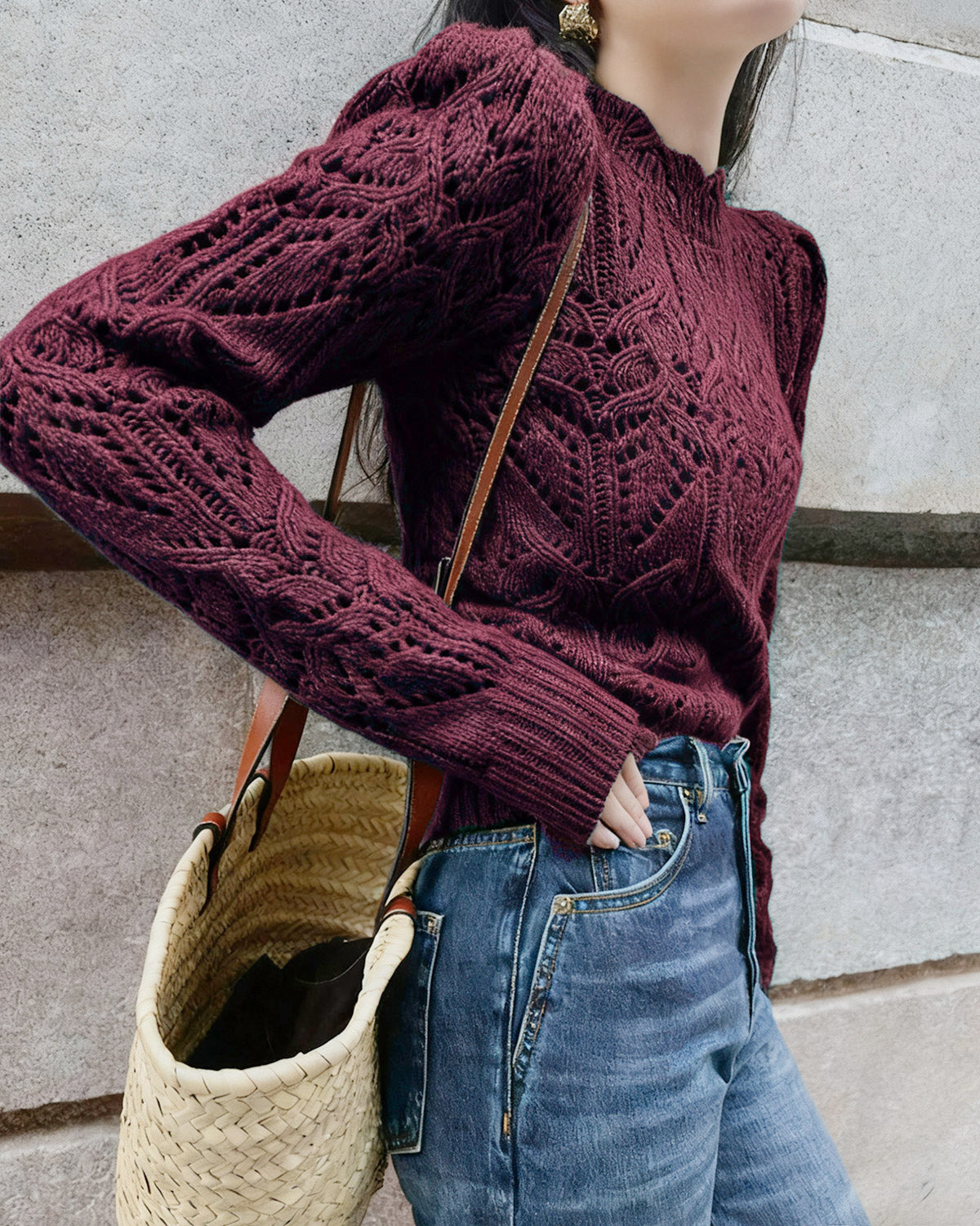 Women's Knitted Polyester Sweater - RIHOAS - 08