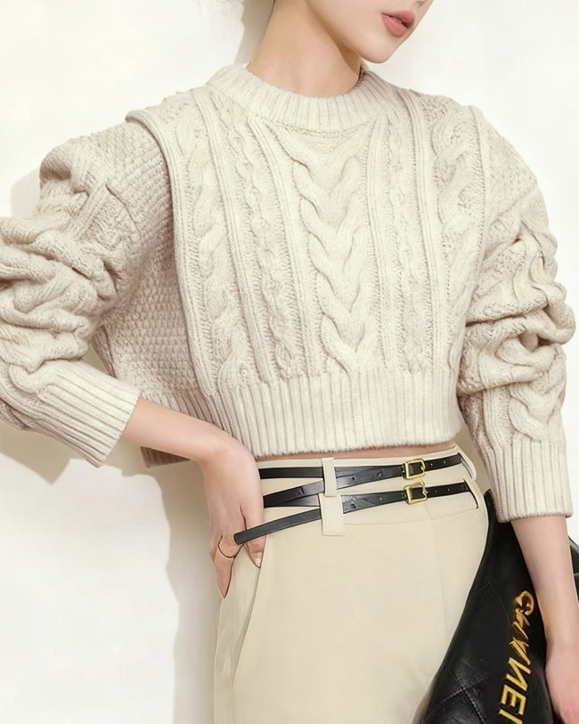 Women's Knitted Polyester Sweater Tops - RIHOAS