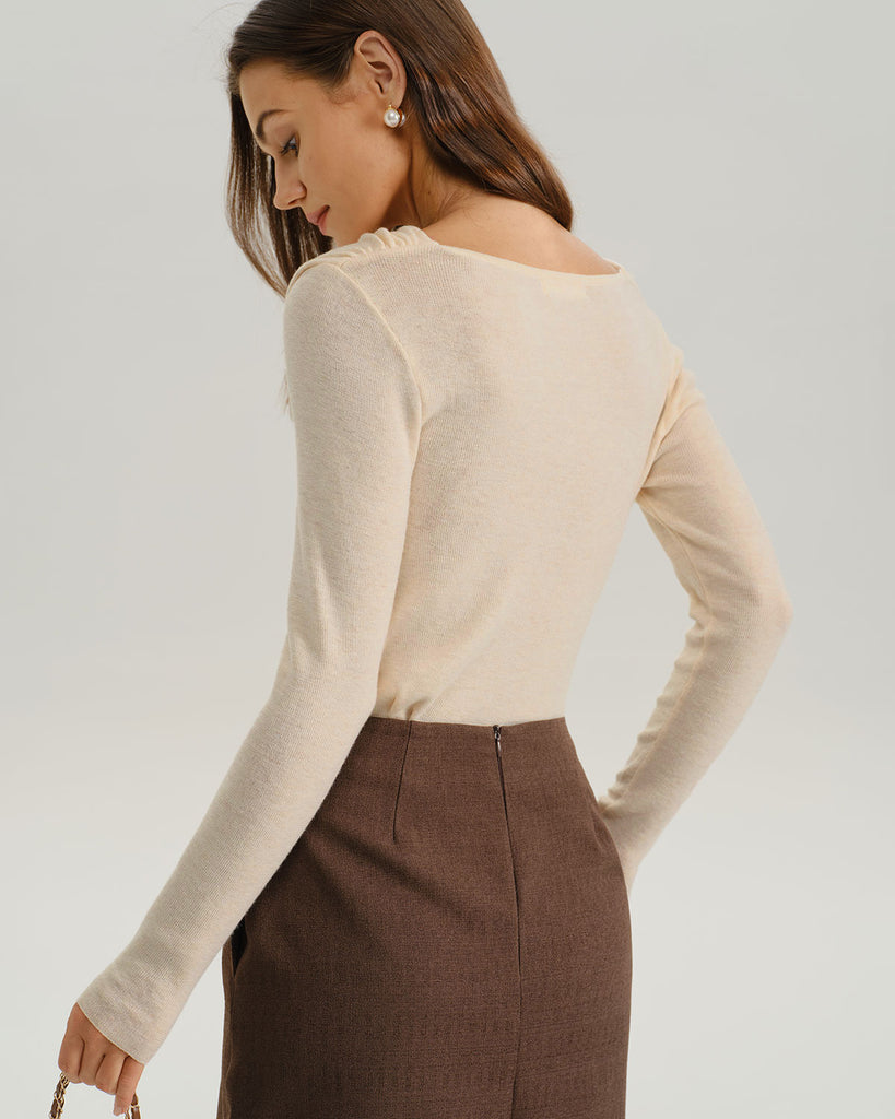 Women's Knitted Polyester Sweater Tops - RIHOAS