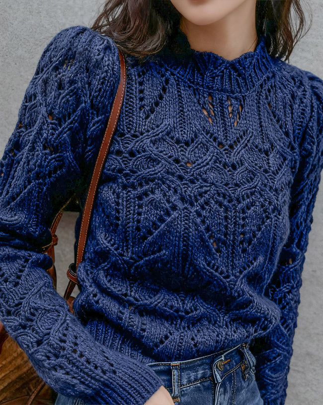 Women's Knitted Polyester Sweater Tops - RIHOAS