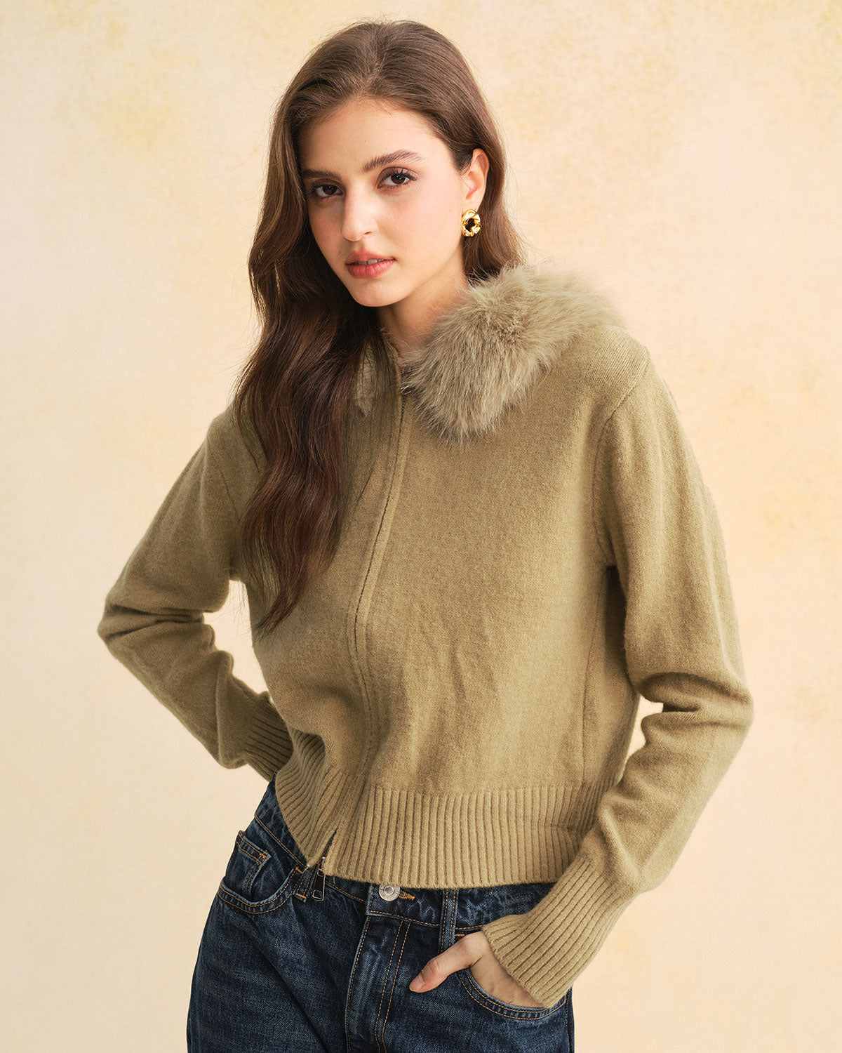 Women's Knitted Polyester Sweater Tops - RIHOAS