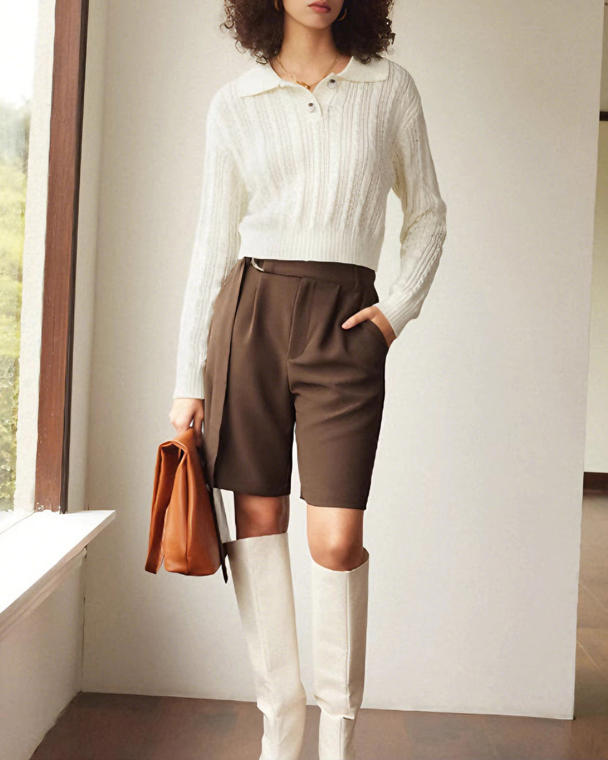 Women's Knitted Polyester Sweater Tops - RIHOAS