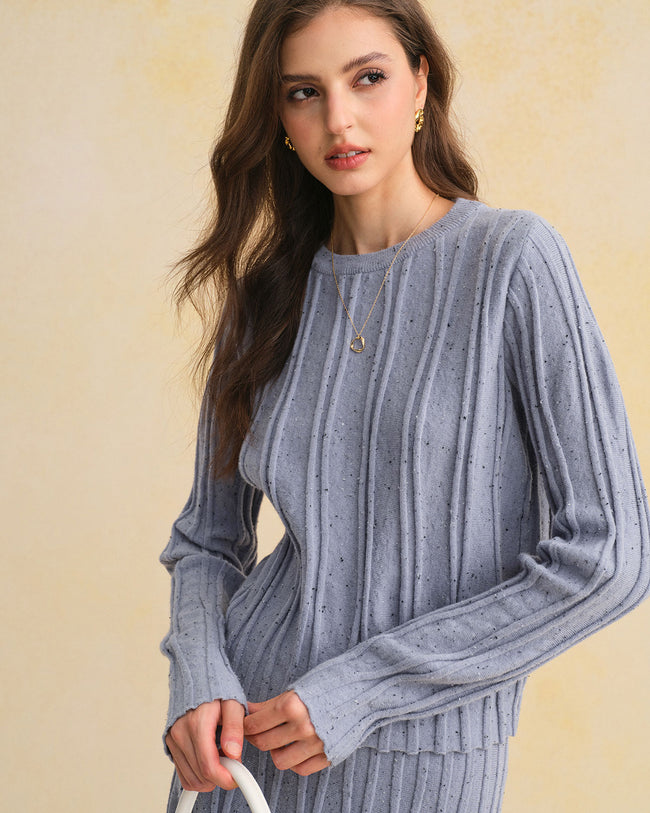 Women's Knitted Polyester Sweater Tops - RIHOAS