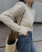 Women's Knitted Polyester Sweater Tops - RIHOAS