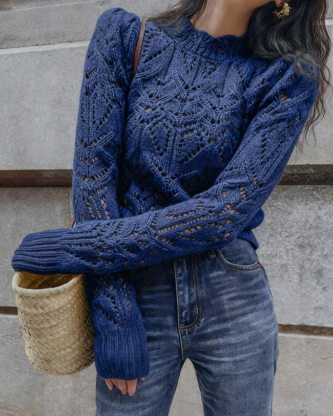 Women's Knitted Polyester Sweater Tops - RIHOAS