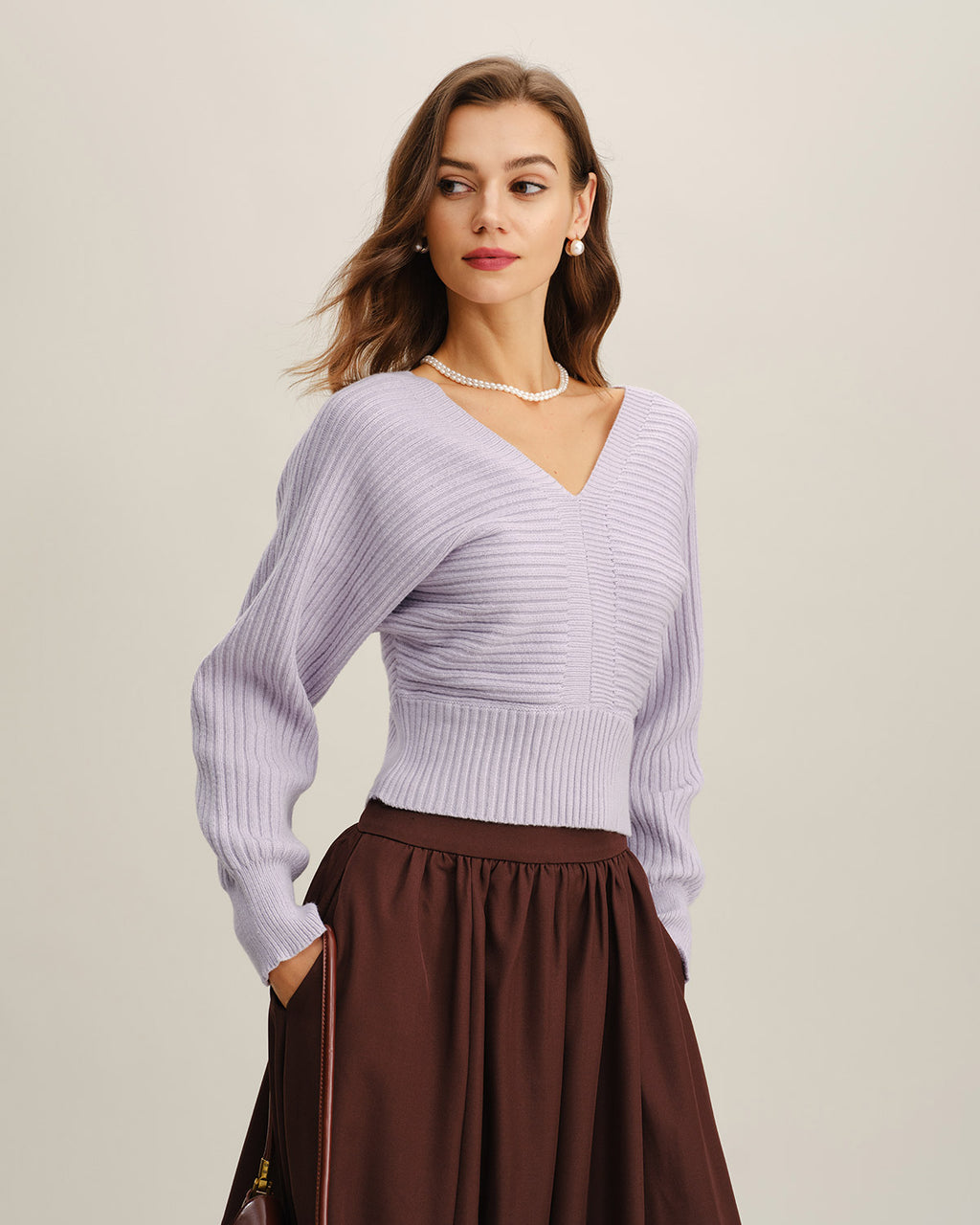 Women's Knitted Polyester Sweater Tops - RIHOAS