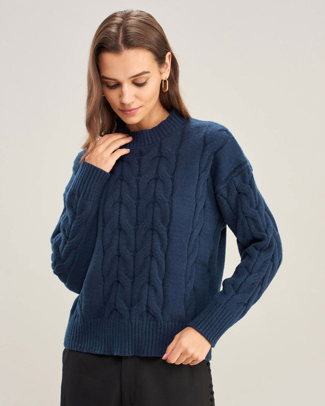 Women's Knitted Polyester Sweater Tops - RIHOAS