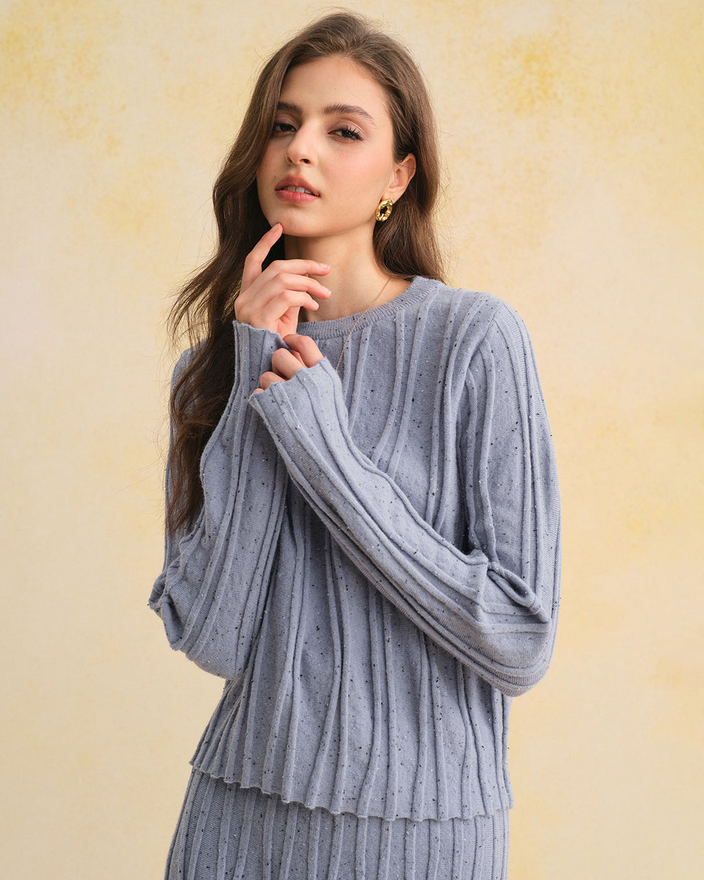 Women's Knitted Polyester Sweater Tops - RIHOAS