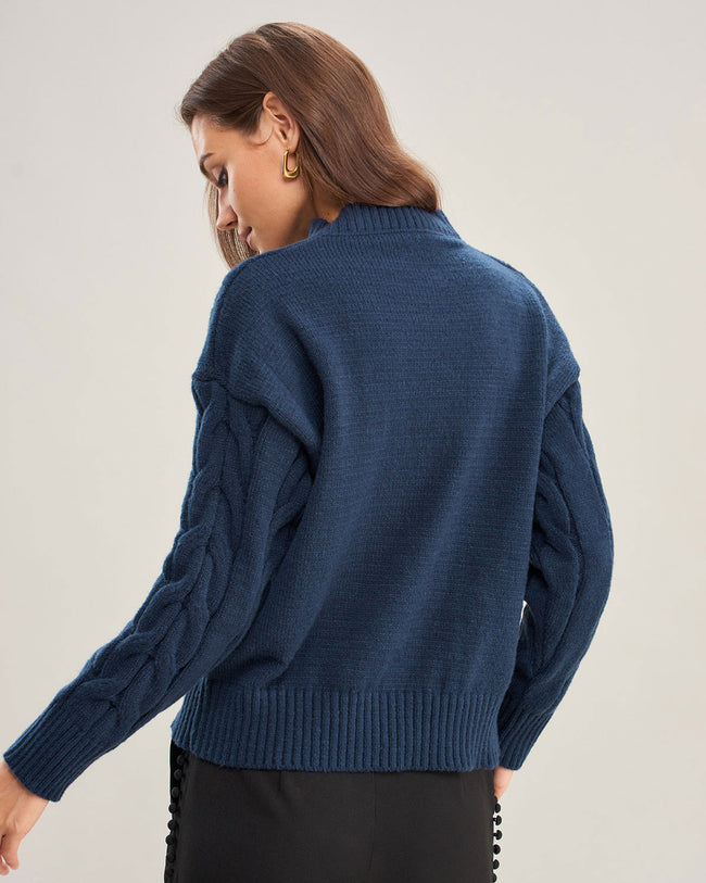 Women's Knitted Polyester Sweater Tops - RIHOAS