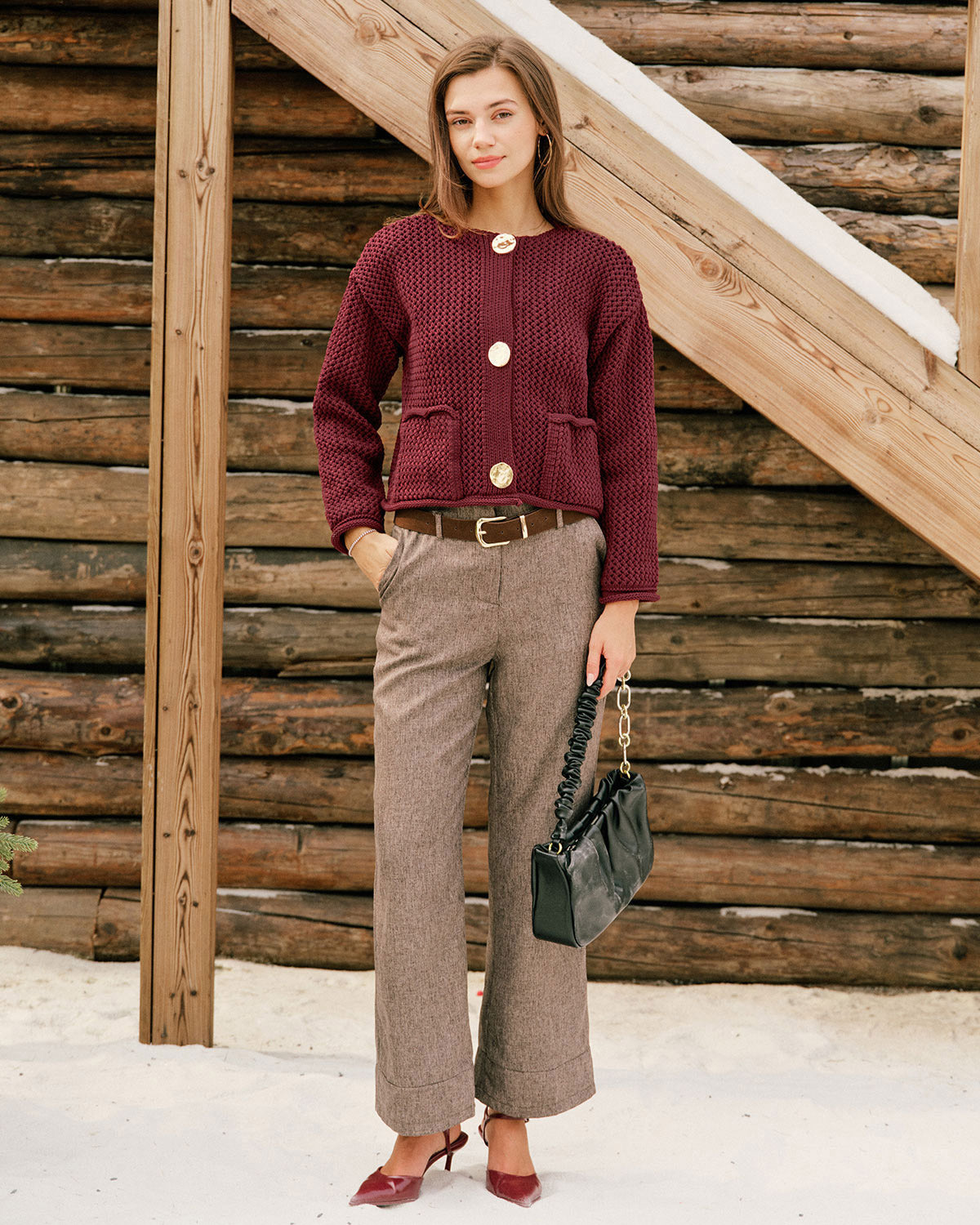 Women's Knitted Polyester Sweater Tops - RIHOAS