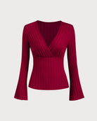 Women's Knitted Polyester Sweater Tops - RIHOAS