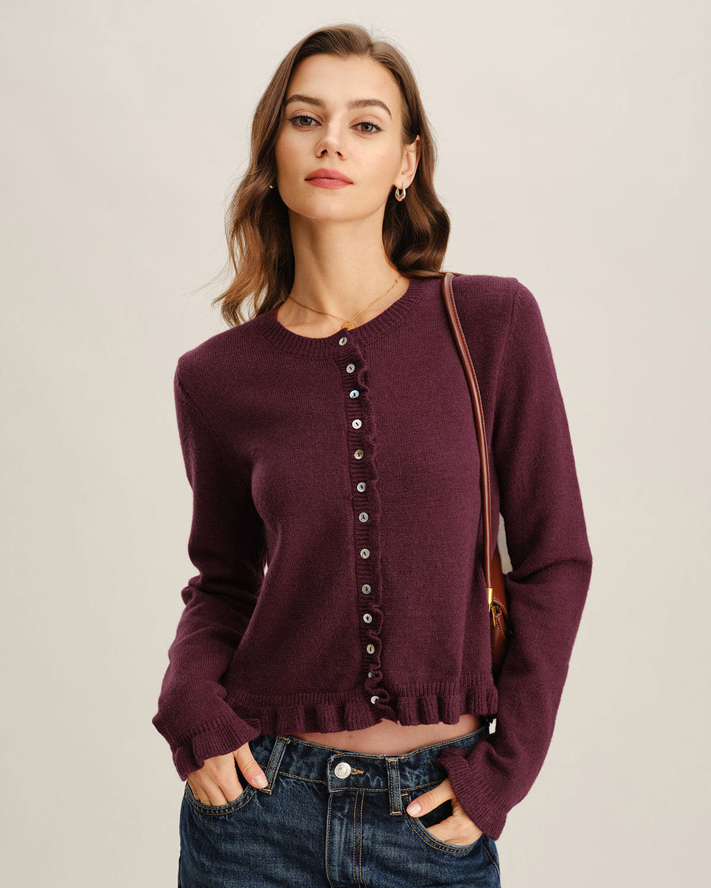 Women's Knitted Polyester Sweater Tops - RIHOAS