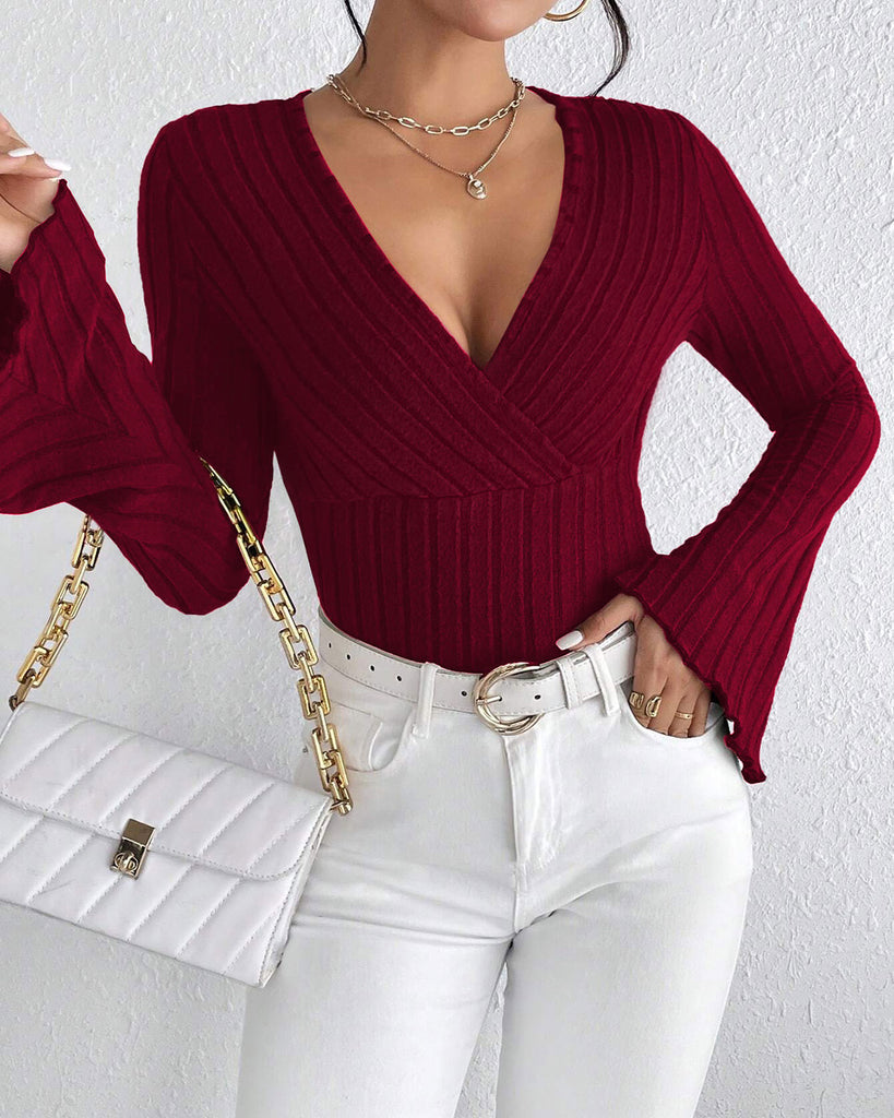 Women's Knitted Polyester Sweater Tops - RIHOAS