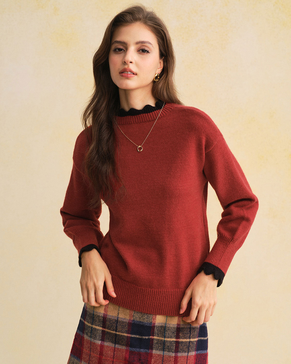 Women's Knitted Polyester Sweater Tops - RIHOAS