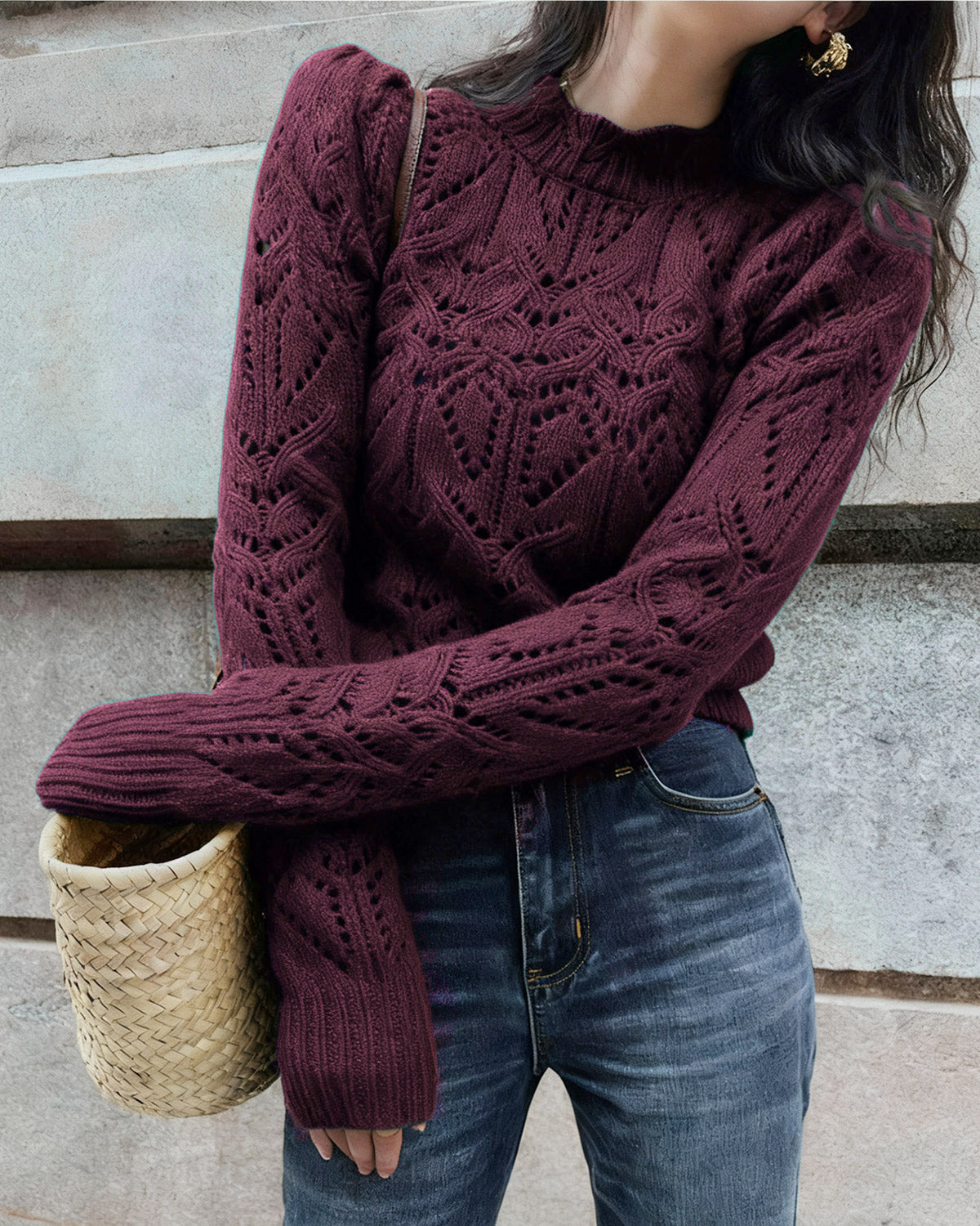 Women's Knitted Polyester Sweater - RIHOAS - 06