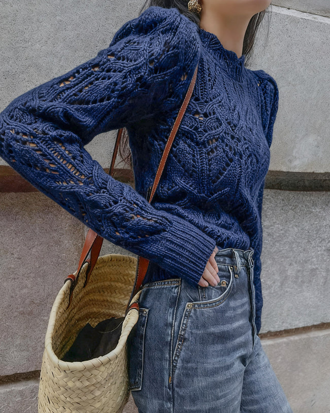 Women's Knitted Polyester Sweater Tops - RIHOAS