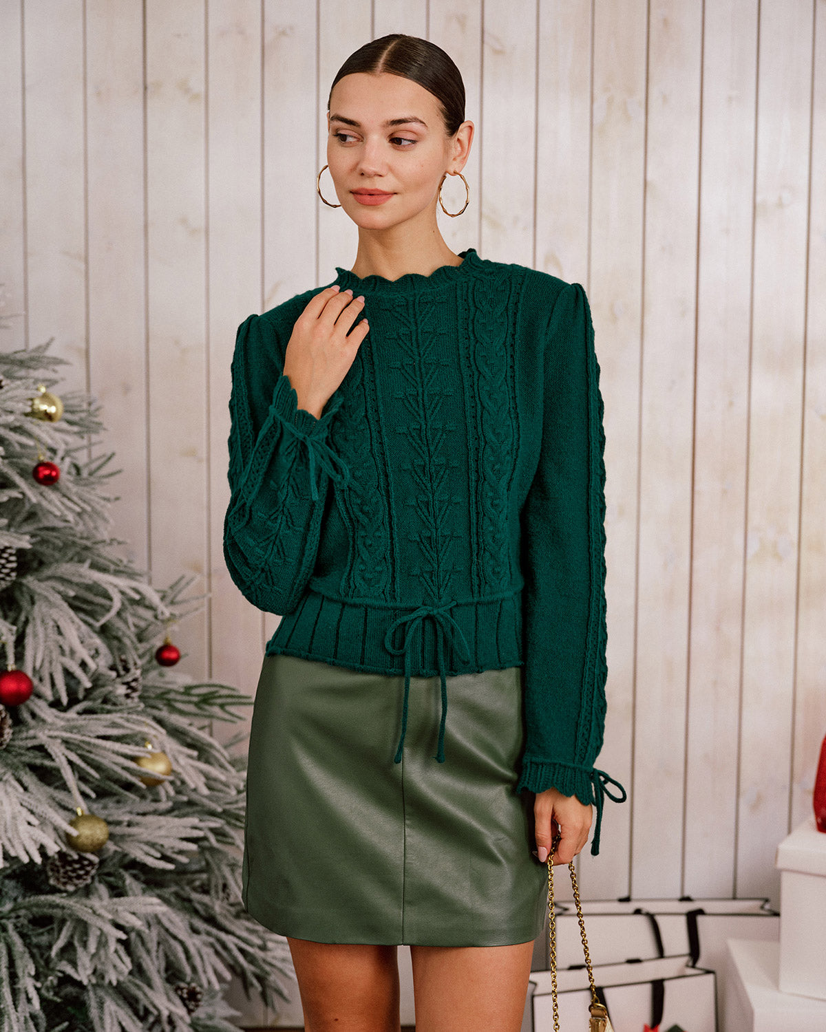 Women's Knitted Polyester Sweater Tops - RIHOAS