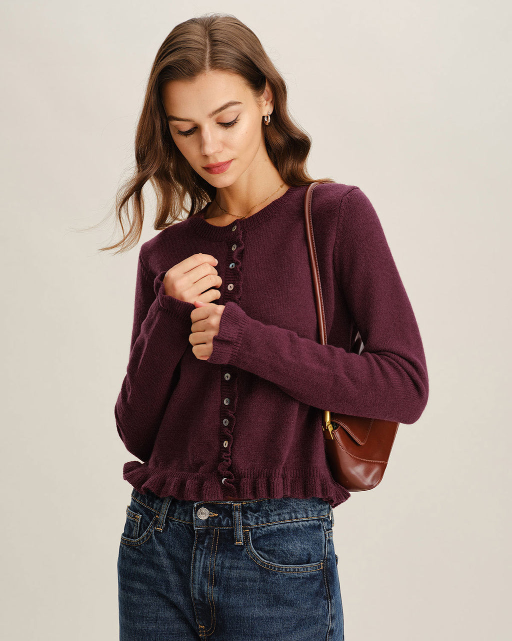 Women's Knitted Polyester Sweater Tops - RIHOAS