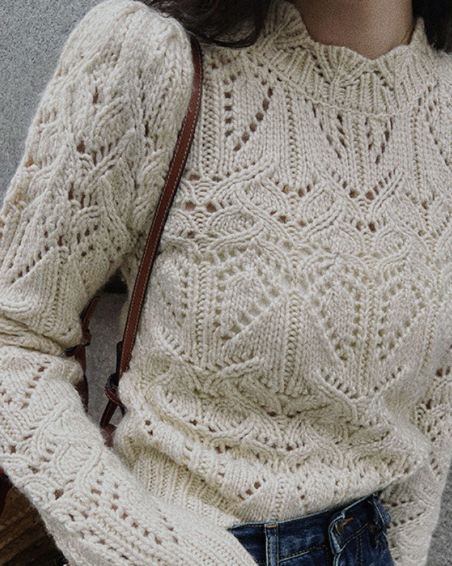 Women's Knitted Polyester Sweater Tops - RIHOAS