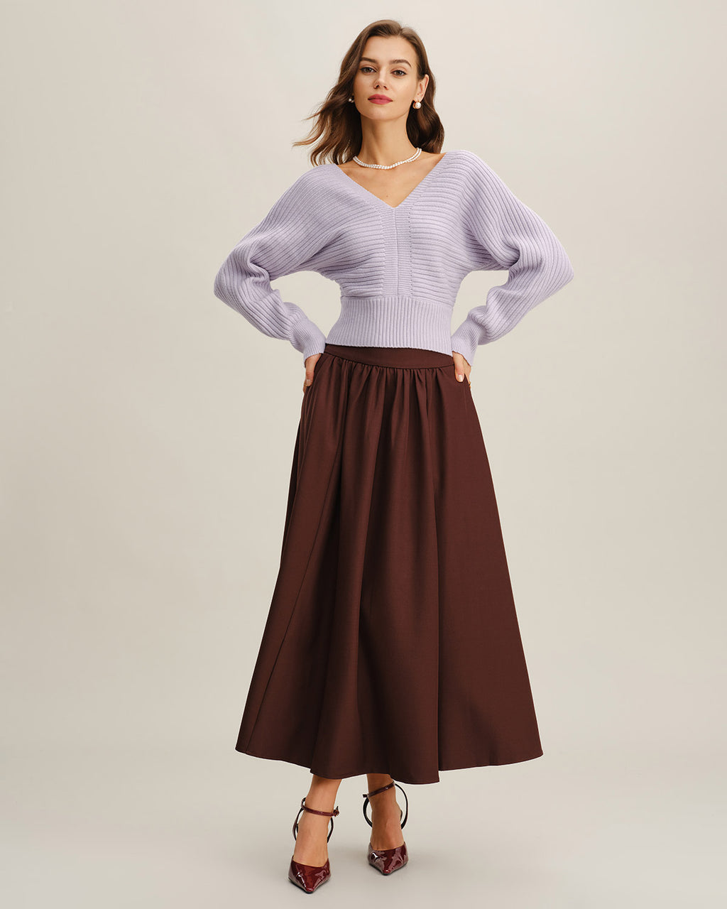 Women's Knitted Polyester Sweater Tops - RIHOAS