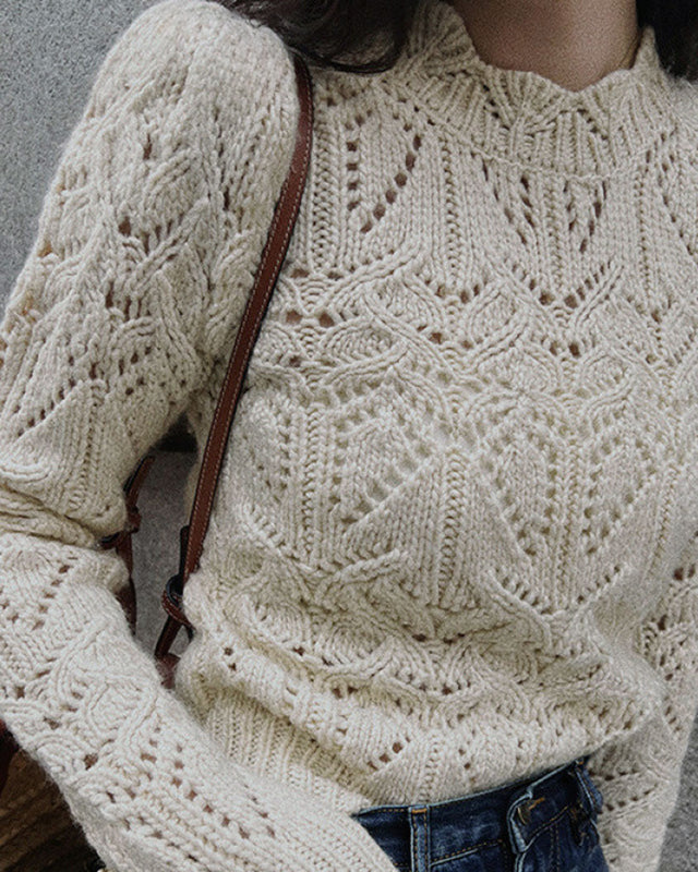 Women's Knitted Polyester Sweater Tops - RIHOAS