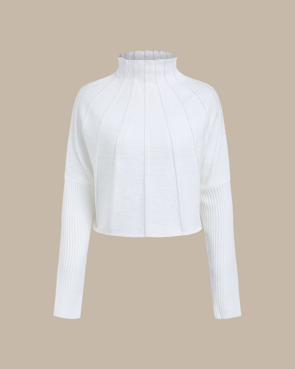 Women's Knitted Polyester Sweater White Tops - RIHOAS