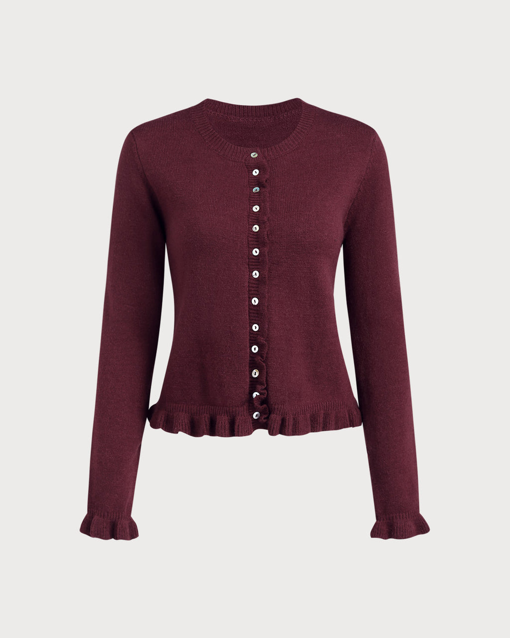 Women's Knitted Polyester Sweater Wine Red Tops - RIHOAS