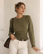 Women's Knitted Polyester Sweaters Green - RIHOAS