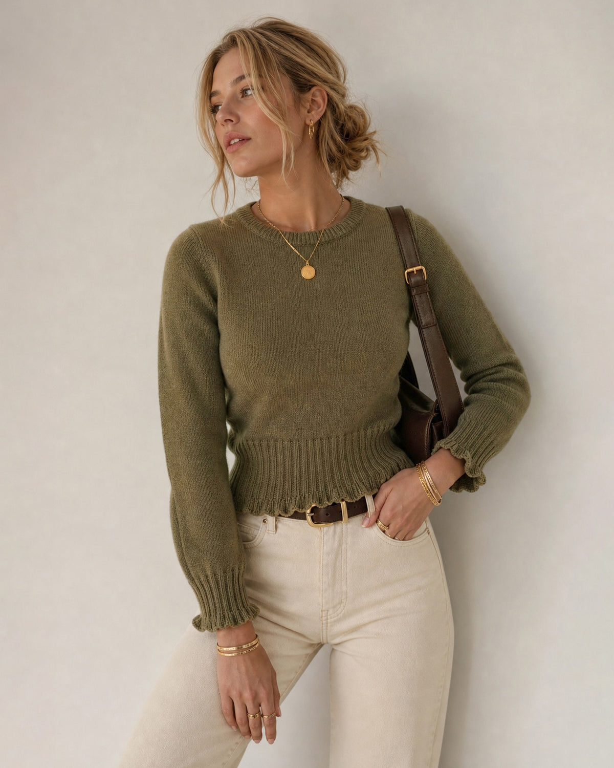 Women's Knitted Polyester Sweaters - RIHOAS - 01