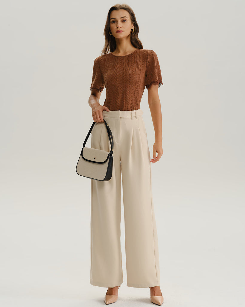 Women's Knitted Polyester T-Shirt Tops - RIHOAS