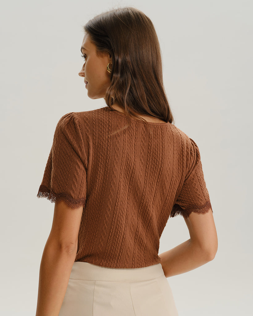Women's Knitted Polyester T-Shirt Tops - RIHOAS