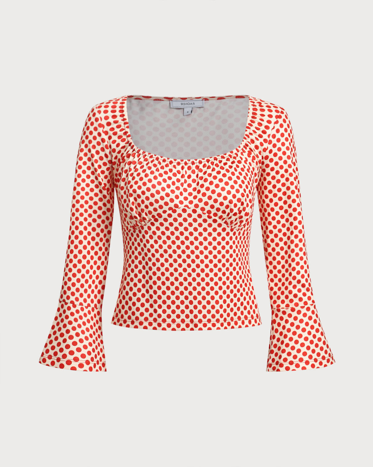 Women's knitted polyester T-shirt Red Tops - RIHOAS