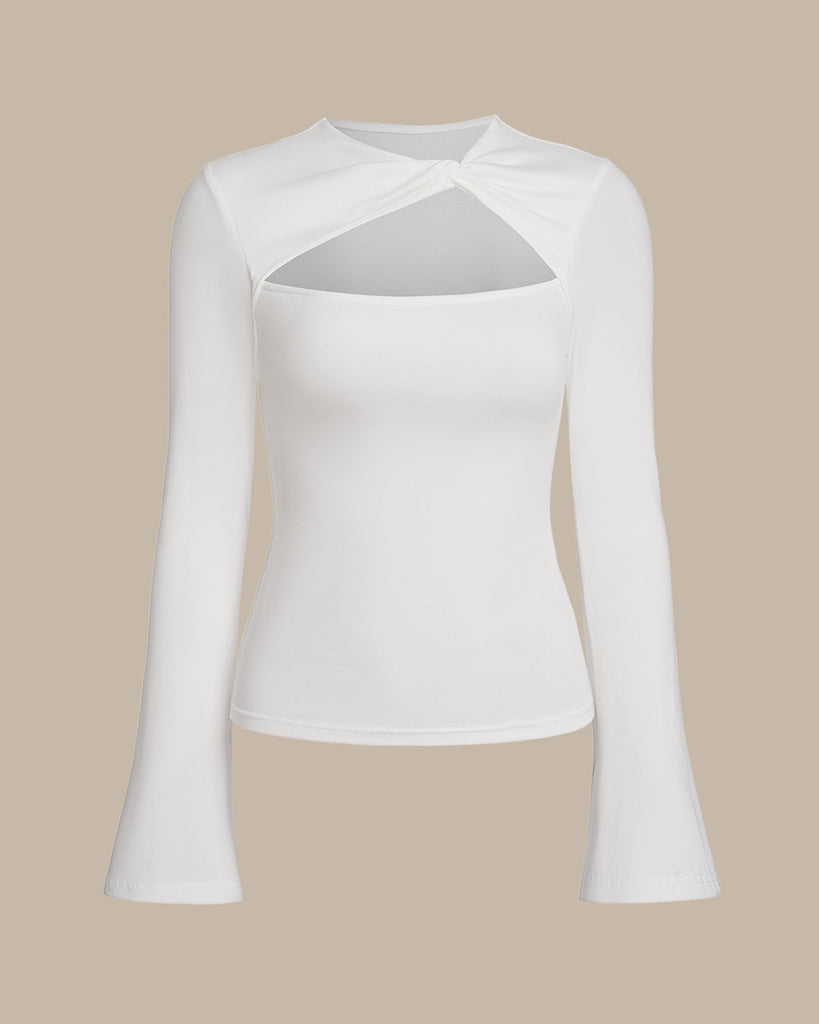 Women's knitted polyester T-shirt White Tops - RIHOAS
