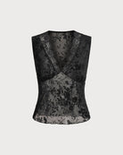 Women's Knitted Polyester Tank Tops Black Tops - RIHOAS