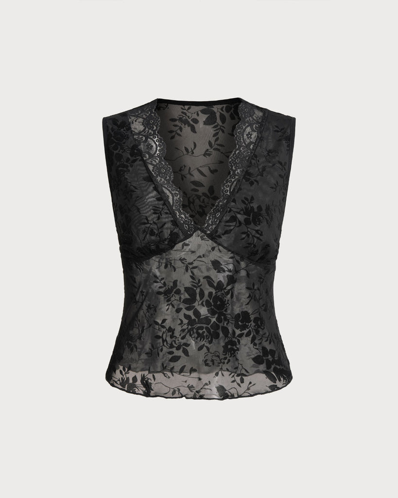 Women's Knitted Polyester Tank Tops Black Tops - RIHOAS
