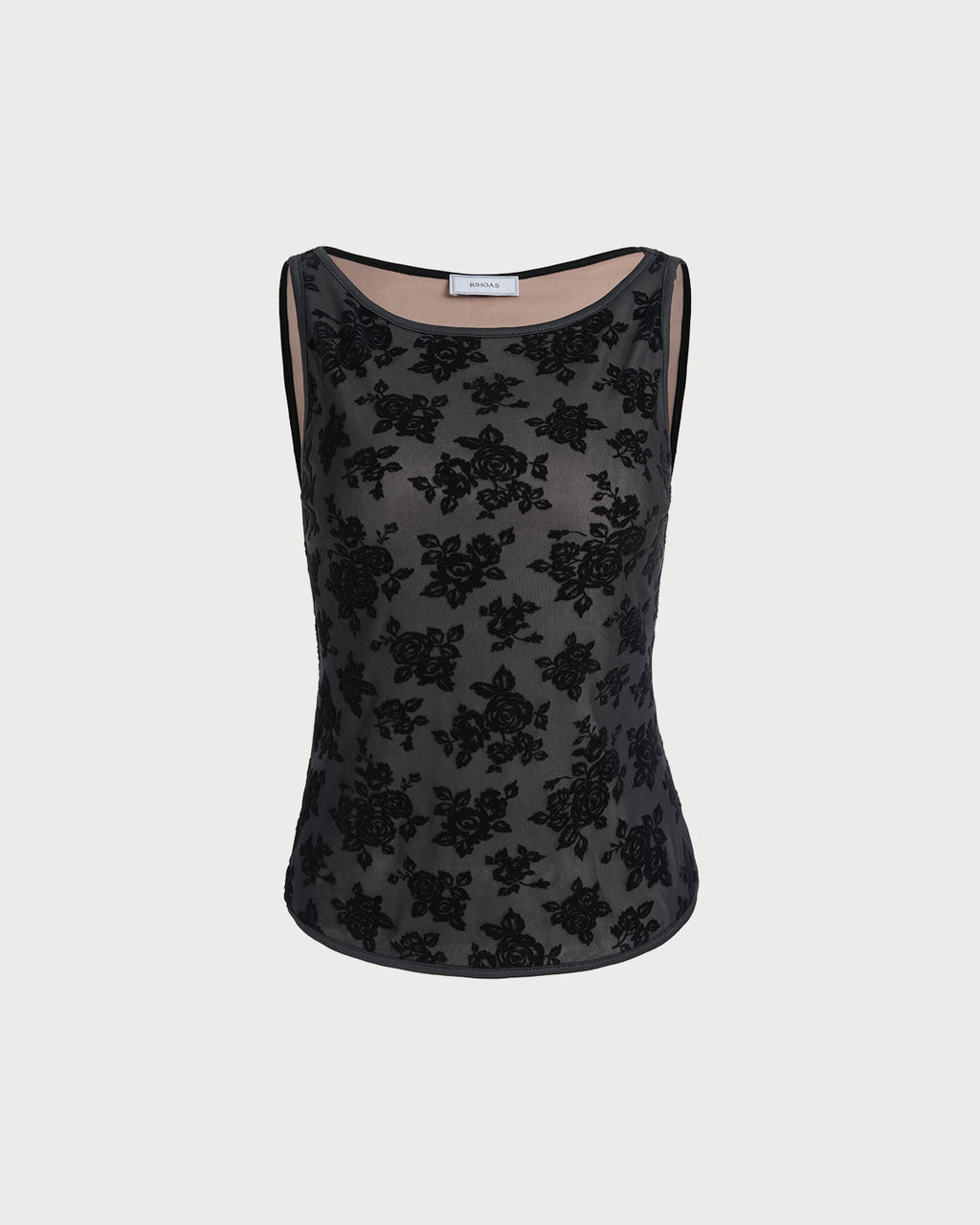 Women's Knitted Polyester Tank Tops Black Tops - RIHOAS