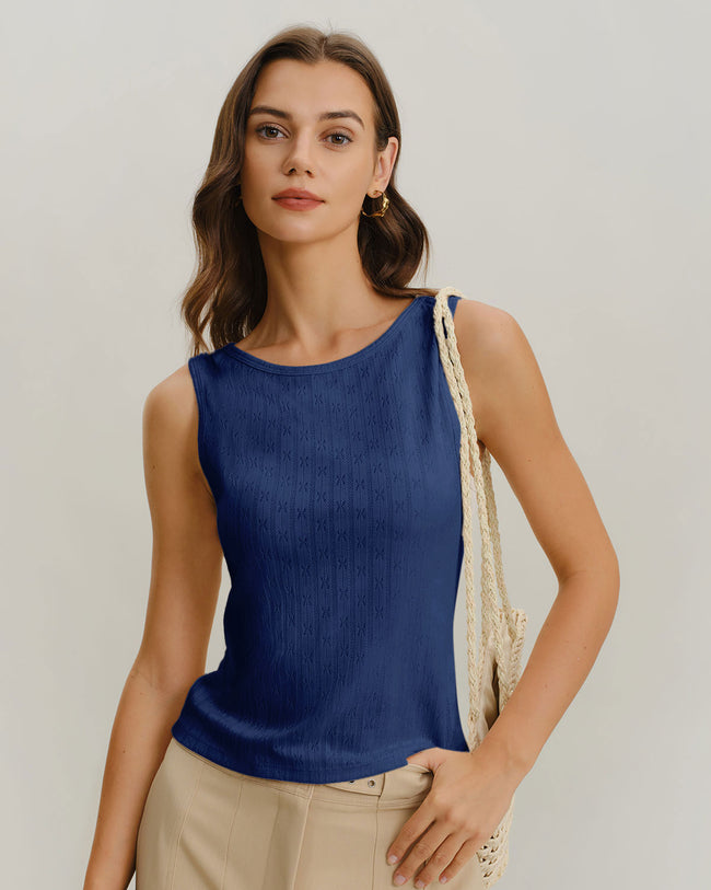 Women's Knitted Polyester Tank Tops Tops - RIHOAS