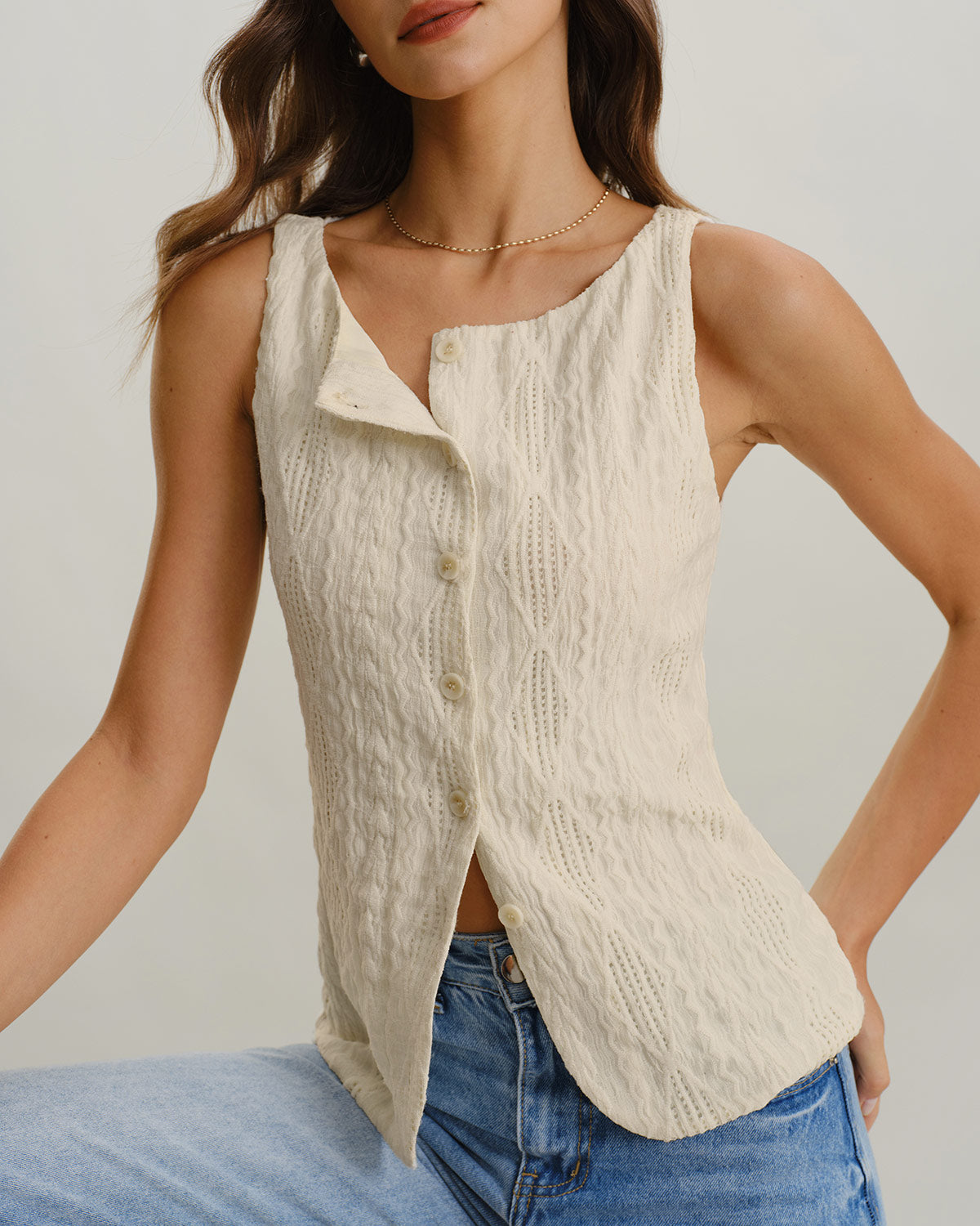 Women's Knitted Polyester Tank Tops Tops - RIHOAS