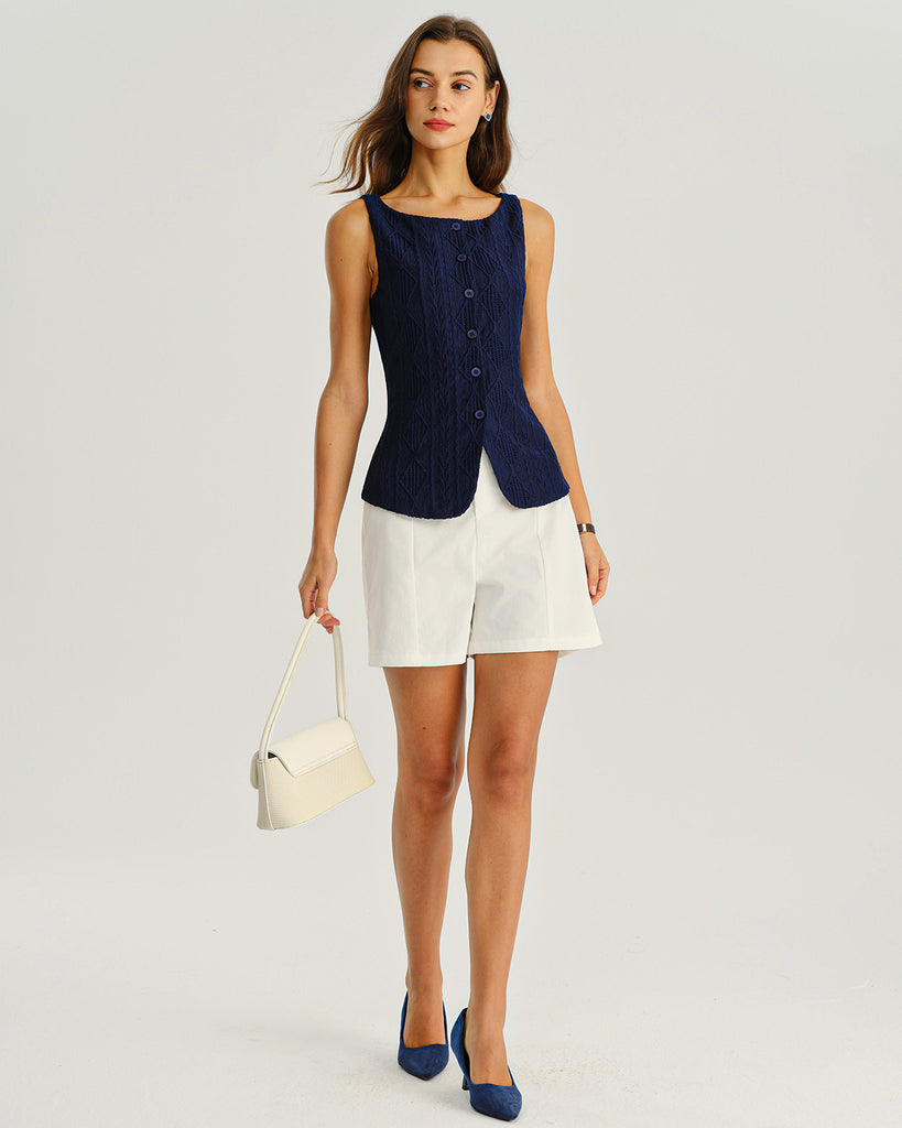 Women's Knitted Polyester Tank Tops Tops - RIHOAS