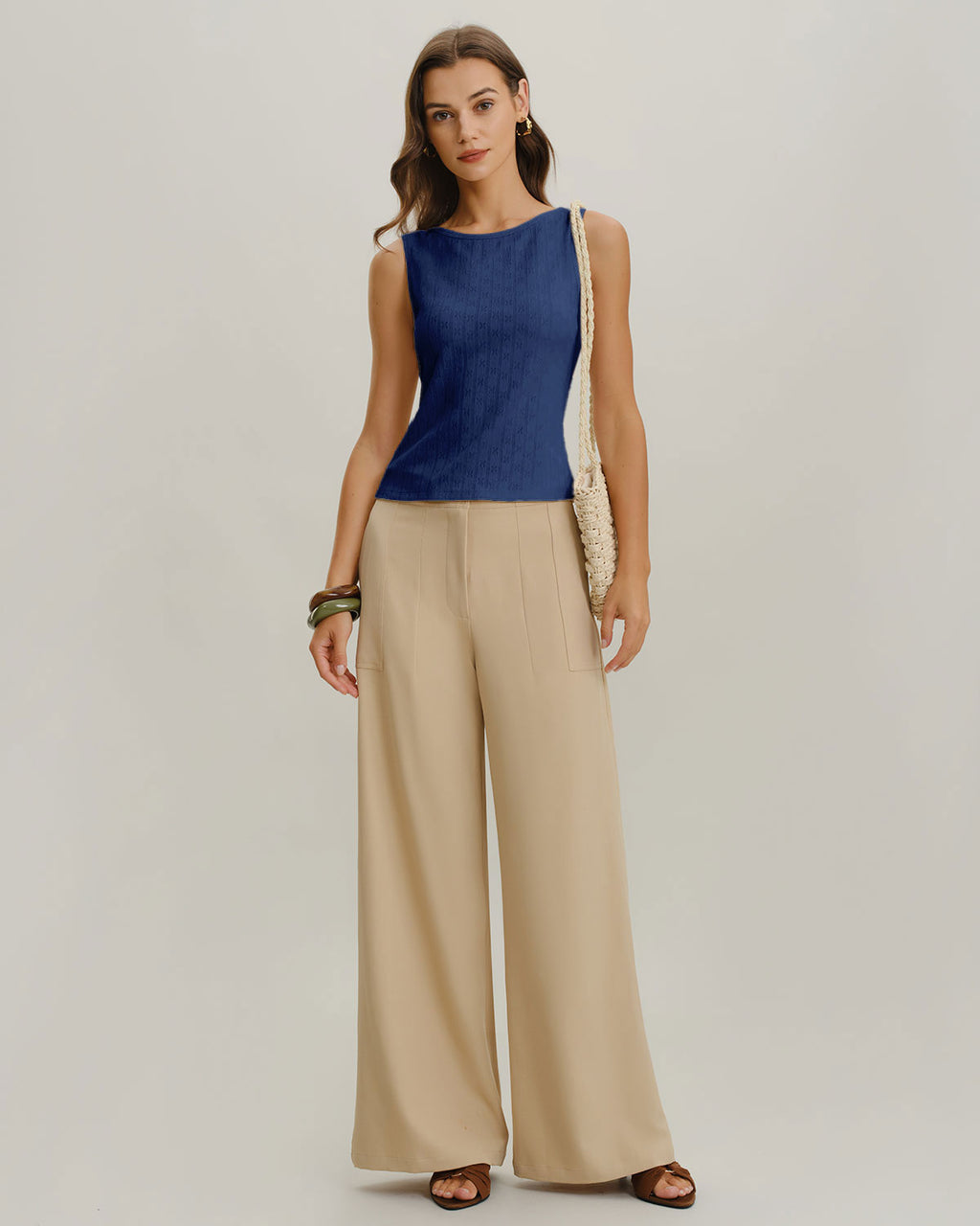 Women's Knitted Polyester Tank Tops Tops - RIHOAS