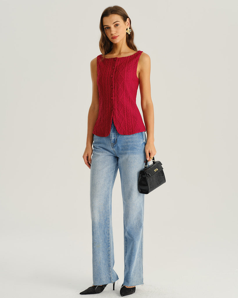 Women's Knitted Polyester Tank Tops Tops - RIHOAS